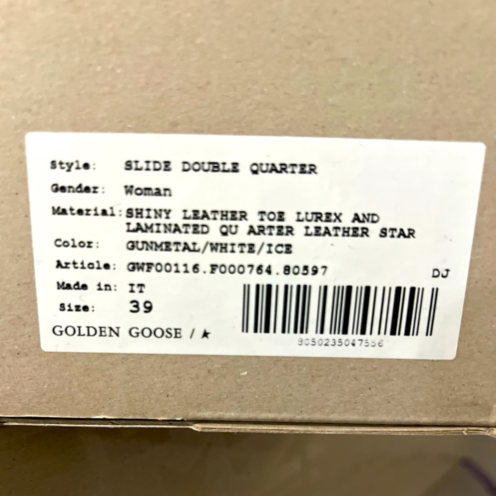 ⭐️Brand New in Box GOLDEN GOOSE SLIDE DOUBLE QUARTER Limited Edition/size 39 ⭐️ - Picture 3 of 13